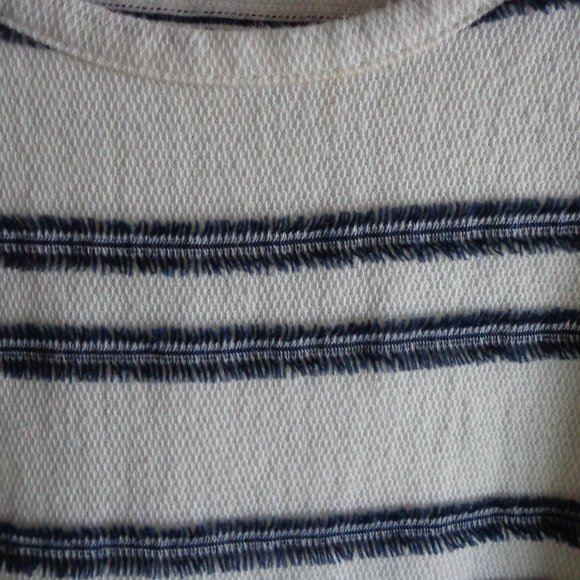Vince Camuto Sleeveless Dress Pom Pom Hem Stripes Blue/Off Wht - Picture 8 of 14